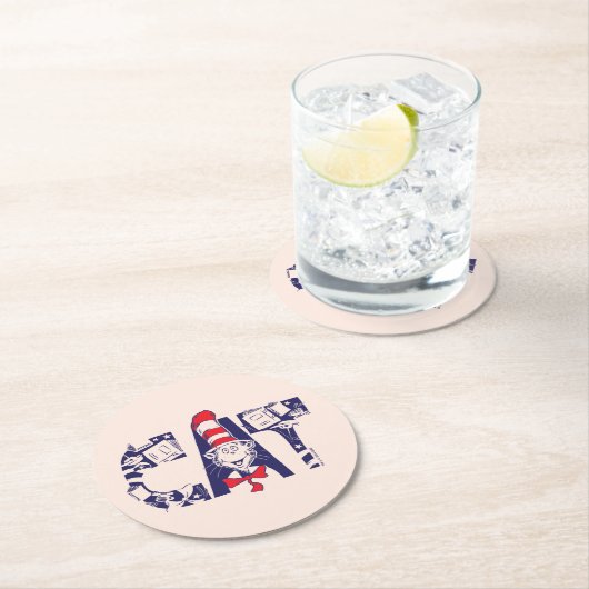 Kat in het Pet | Kattengezichtstekst Ronde Kartonnen Onderzetter (Insitu)