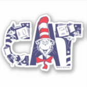 Kat in het Pet | Kattengezichtstekst Sticker (Voorkant)