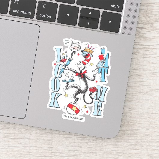 Kat in het Pet | Kijk me aan Sticker (Detail)