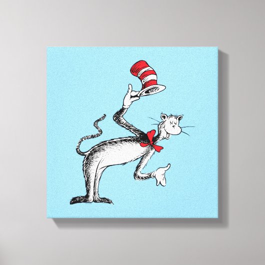 Kat in het Pet neemt een boog Canvas Afdruk (Voorkant)