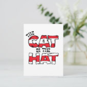 Kat in het Pet | Rood en wit gestreepte tekst Briefkaart (Staand voorkant)