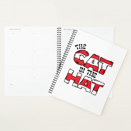 Kat in het Pet | Rood en wit gestreepte tekst Planner (Display)