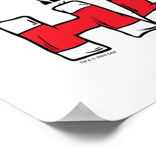 Kat in het Pet | Rood en wit gestreepte tekst Poster (Hoek)