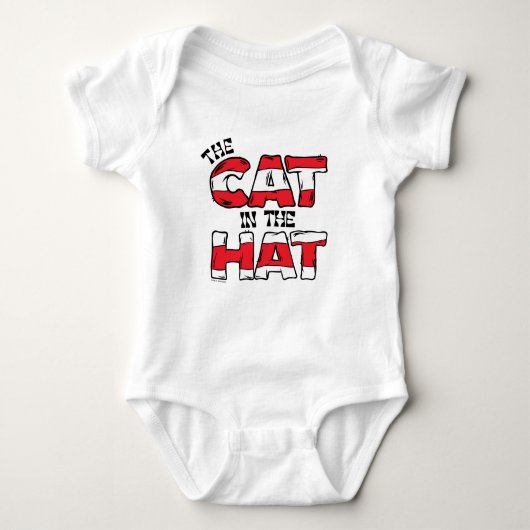 Kat in het Pet | Rood en wit gestreepte tekst Romper (Voorkant)