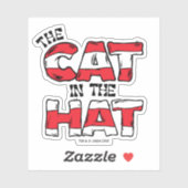 Kat in het Pet | Rood en wit gestreepte tekst Sticker (Vel)