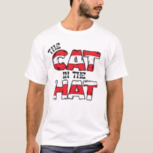 Kat in het Pet   Rood en wit gestreepte tekst T-shirt