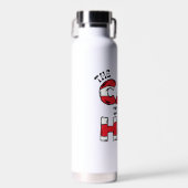 Kat in het Pet | Rood en wit gestreepte tekst Waterfles (Voorkant)