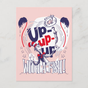 Kat in het Pet   Up-up met een vis Briefkaart