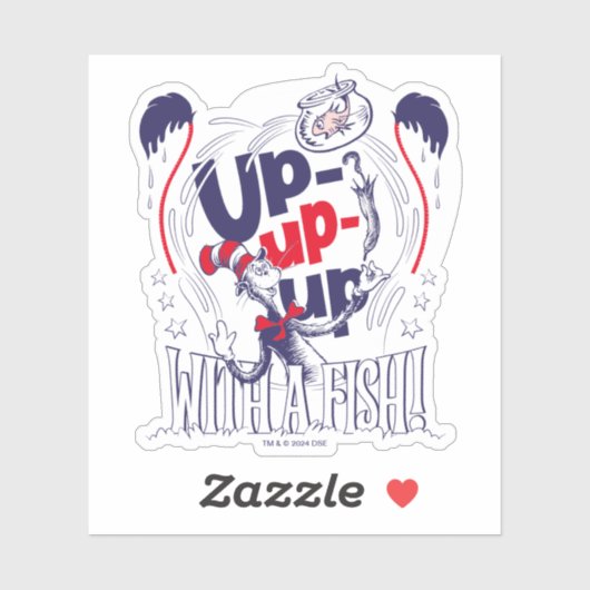 Kat in het Pet | Up-up met een vis Sticker (Vel)