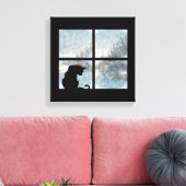 kat in het raam canvas afdruk (Insitu (Woonkamer))
