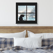kat in het raam canvas afdruk (Insitu (Slaapkamer))