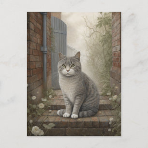 Kat in het straat Briefkaart
