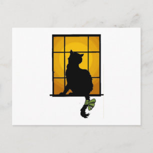 Kat in het venster briefkaart