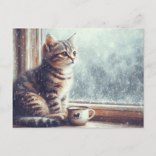 Kat in het Venster Briefkaart (Voorkant)