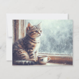 Kat in het Venster Briefkaart