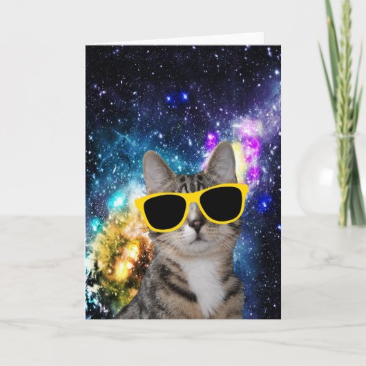 Kat in het Wenskaart van de Kosmische ruimte Kaart (Voorkant)