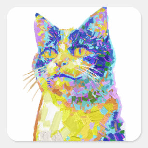 Kat in het zonlicht vierkante sticker