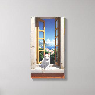 Kat in Italië Canvas Muurkunst Afdruk