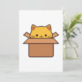 Kat in kartonnen doos bedankkaart (Staand voorkant)