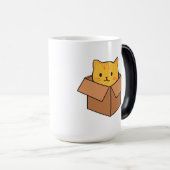 Kat in kartonnen doos magische mok (Voorkant rechts)
