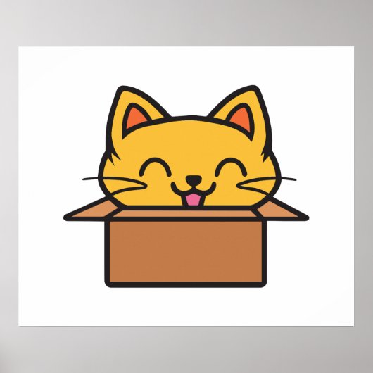 Kat in kartonnen doos poster (Voorkant)