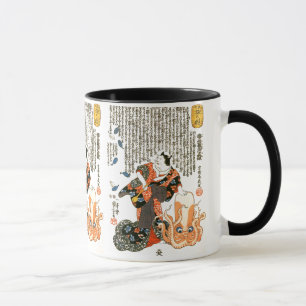 Kat in Kimono, Art. van Kuniyoshi van de Octopus Mok