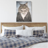 Kat in kleding canvas afdruk (Insitu (Slaapkamer))