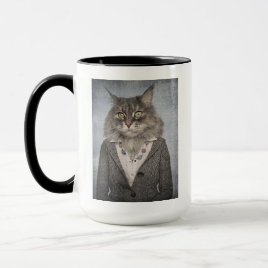 Kat in kleding mok (Links)
