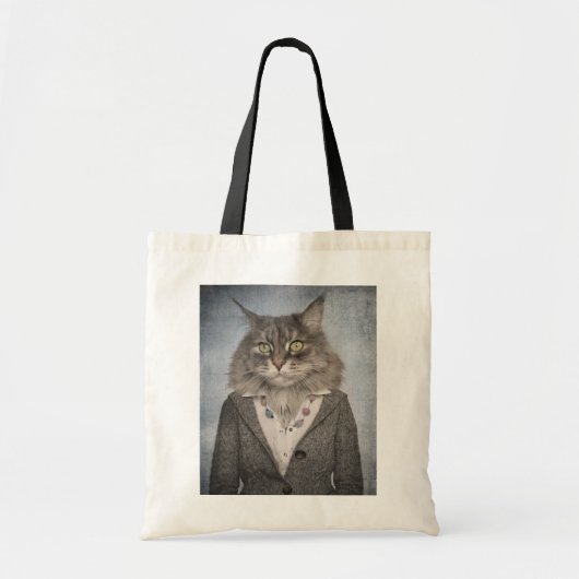 Kat in kleding tote bag (Voorkant)