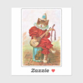 Kat in kleren aan trommelspellen sticker (Vel)
