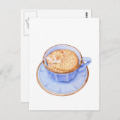 Kat in koffie briefkaart (Voorkant / Achterkant)