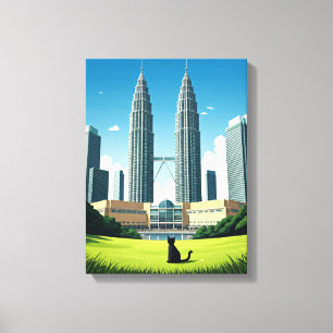 Kat in Kuala Lumpur Maleisië Canvas Afdruk