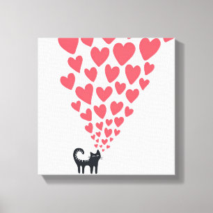 Kat in Love Canvas Afdruk