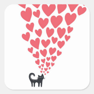 Kat in Love Vierkante Sticker