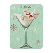 Kat in Martini Glass Magneet (Verticaal)