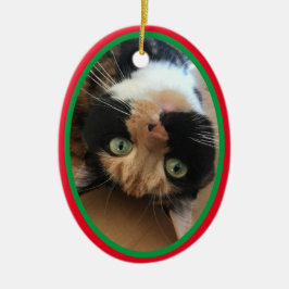 Kat In Memoriam van Kerstvakantie Rood Groen Keramisch Ornament