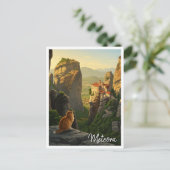 Kat in Meteora Griekenland Reizen Briefkaart (Staand voorkant)