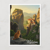 Kat in Meteora Griekenland Reizen Briefkaart (Voorkant)