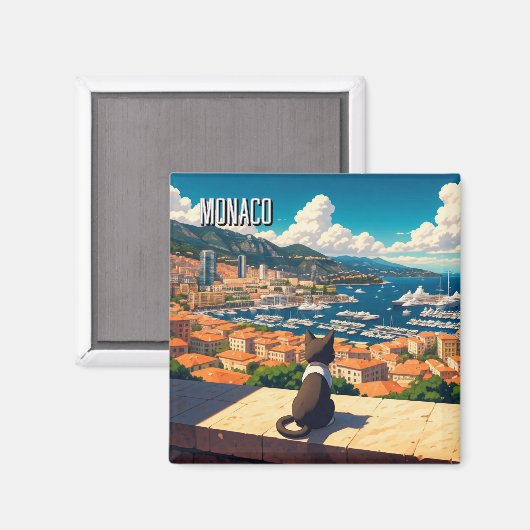 Kat in Monaco Monte Carlo Europa Reizen Magneet (Voorkant / Achterkant)