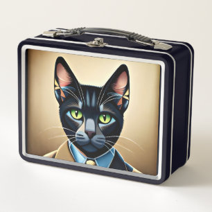 Kat in pak metalen lunchbox