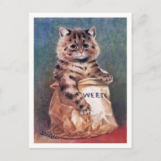Kat in papiertas, Louis Wain Briefkaart (Voorkant)