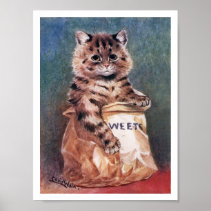 Kat in papiertas, Louis Wain Poster