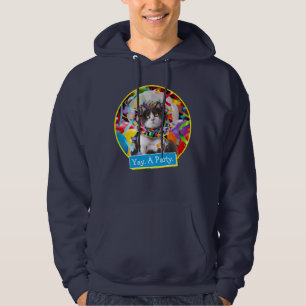 Kat in partijkloon hoodie