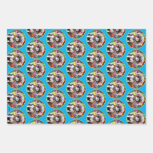 Kat in partijkloon inpakpapier vel (Voorkant 2)