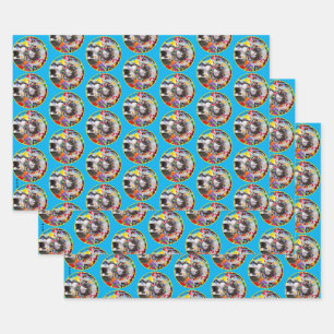 Kat in partijkloon inpakpapier vel