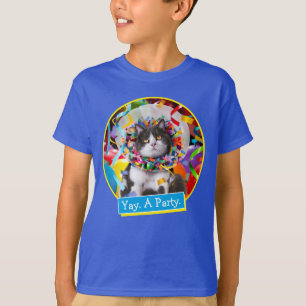 Kat in partijkloon t-shirt