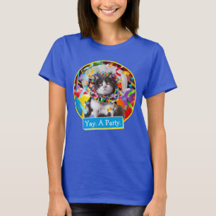 Kat in partijkloon t-shirt
