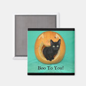 Kat in pomkin 2-inch Square Magnet Magneet (Voorkant / Achterkant)