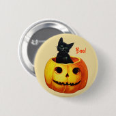 Kat in pompoen Halloween Button (Voorkant /achterkant)