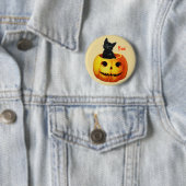 Kat in pompoen Halloween Button (In situ)